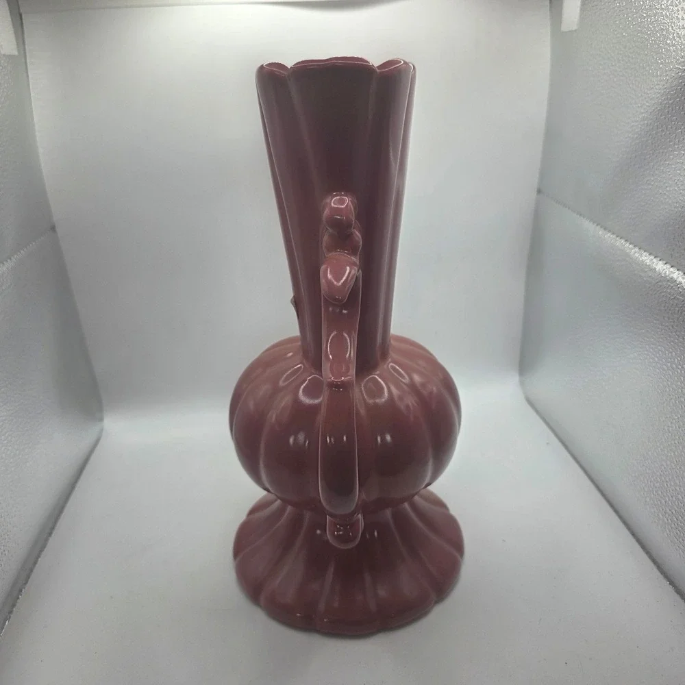 1935 RumRill J-24 Pink Art Pottery Double Handle Urn Vase Art Deco